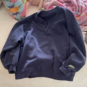 Women’s  Navy Blue Henley Sweatshirt